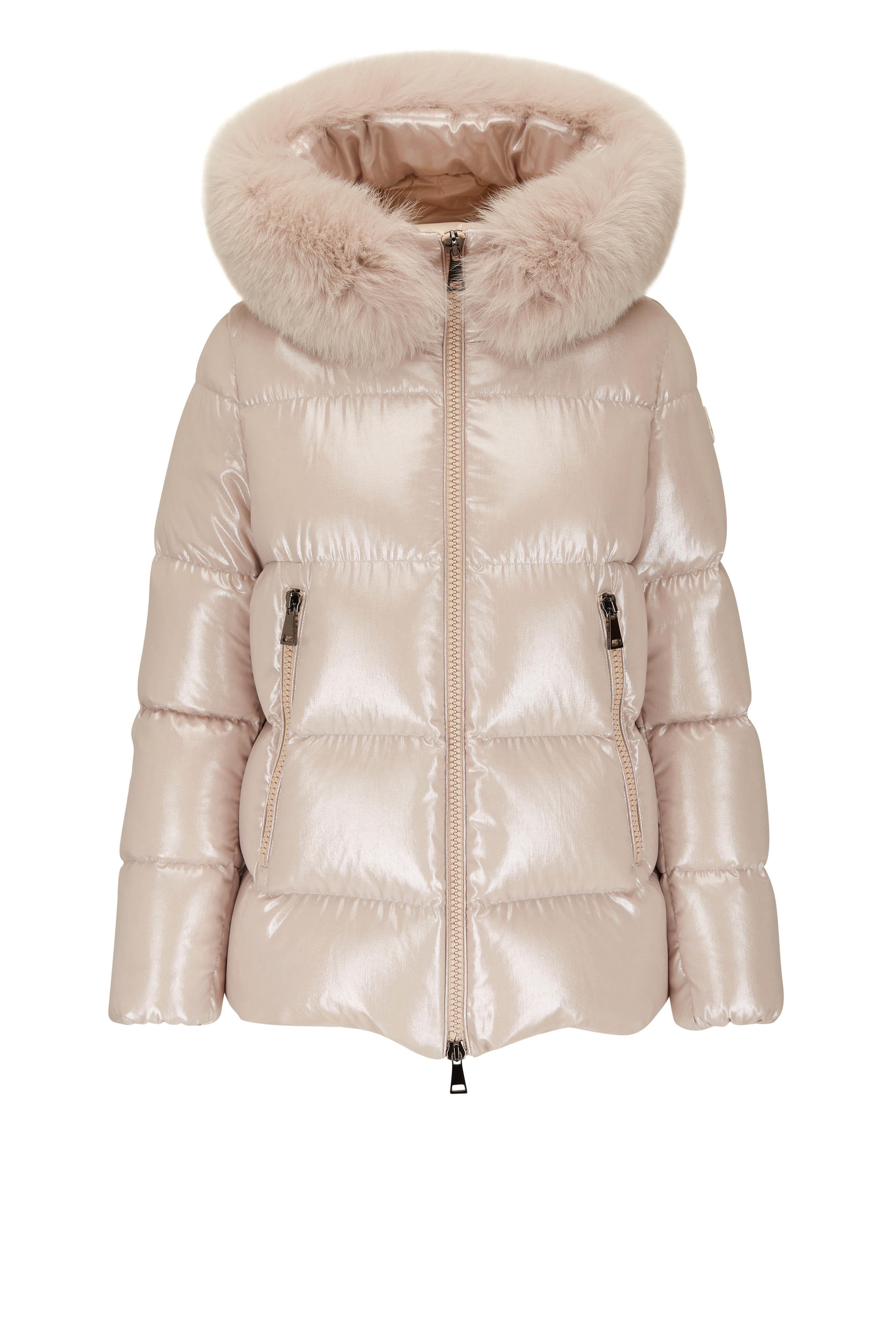 Moncler Serifur Giubbotto Beige Detachable Fur Hoody Parka Mitchell Stores
