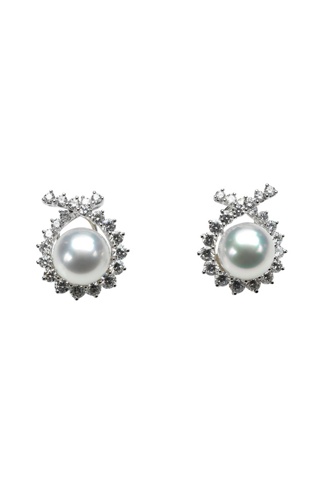 Angela Cummings Diamond & Pearl Button Earrings