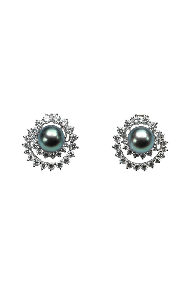 Angela Cummings Swirl Diamond Pearl Earrings