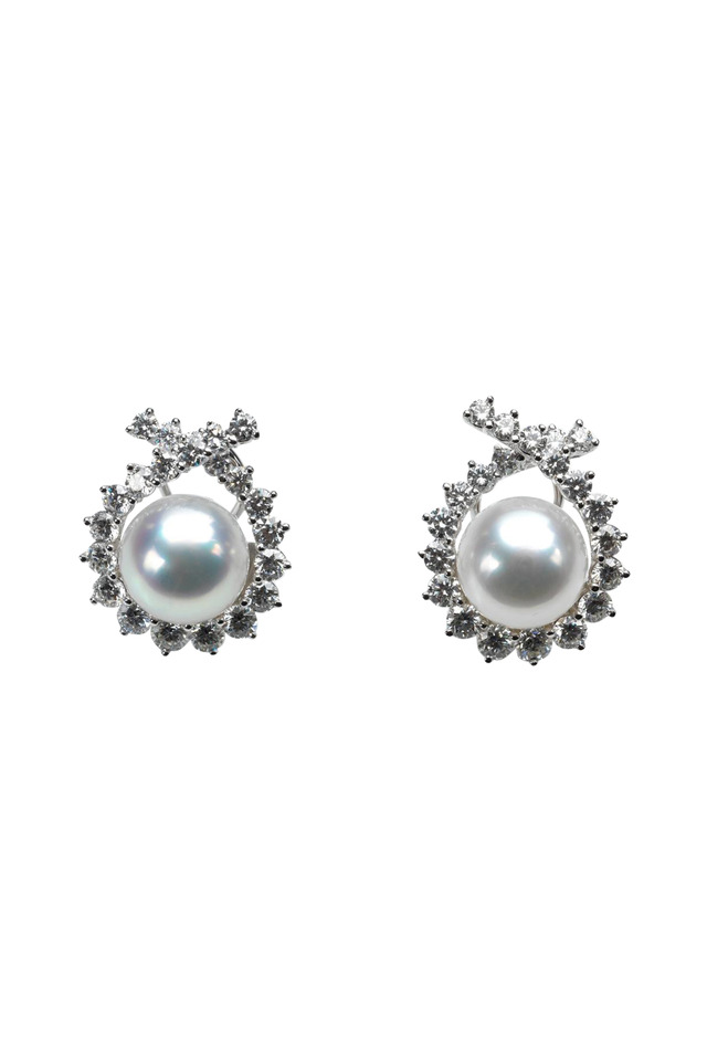 Angela Cummings Diamond & Pearl Button Earrings