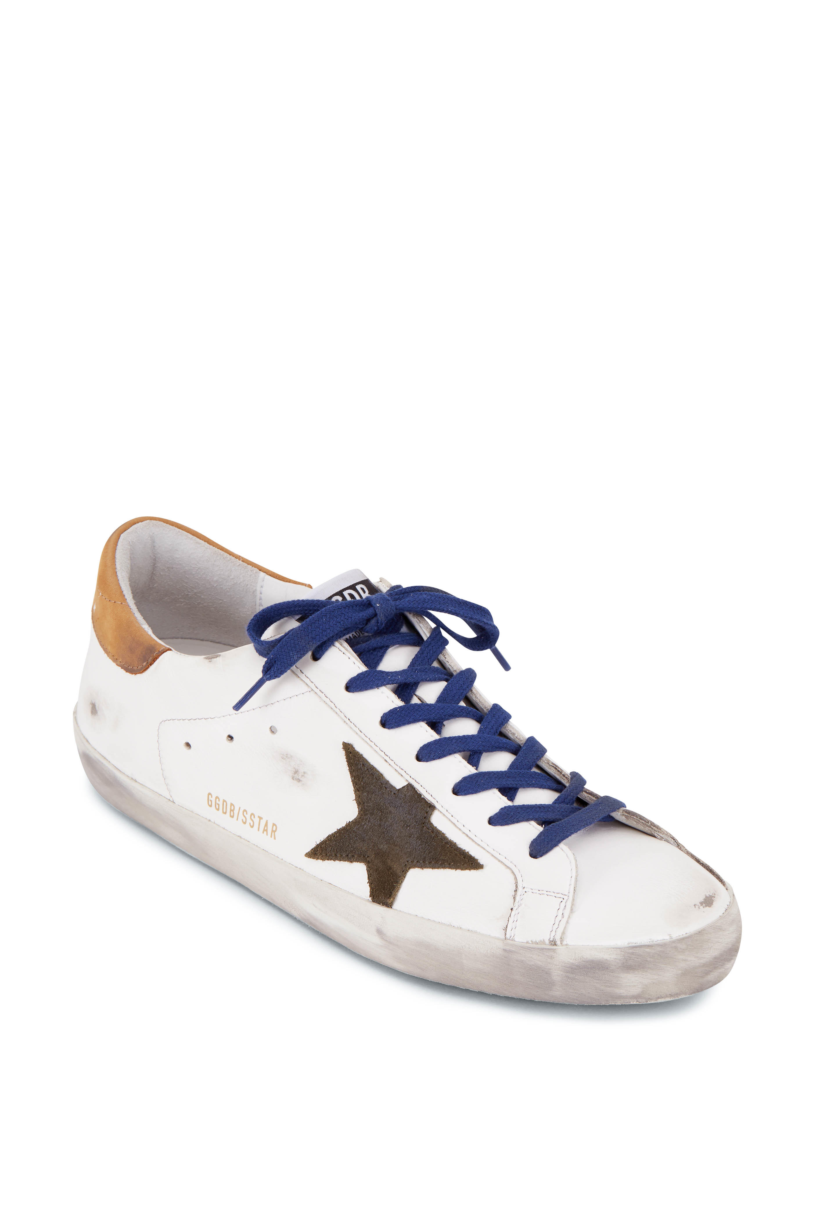 golden goose white & green superstar sneakers