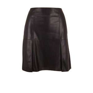 Akris Punto - Black Perforated Leather Front Mini Skirt | Mitchell Stores