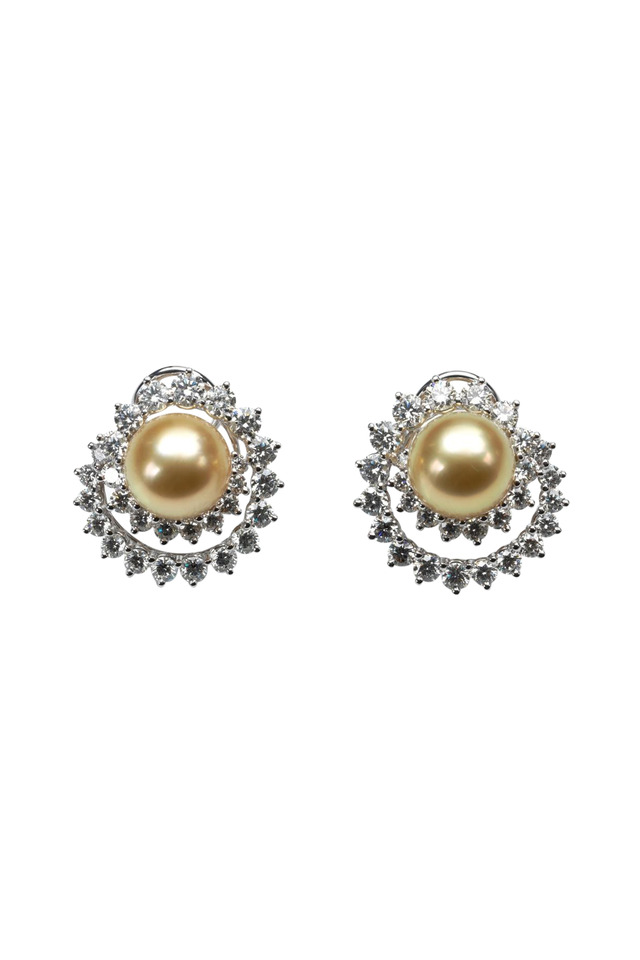 Angela Cummings Swirl Diamond Pearl Earrings