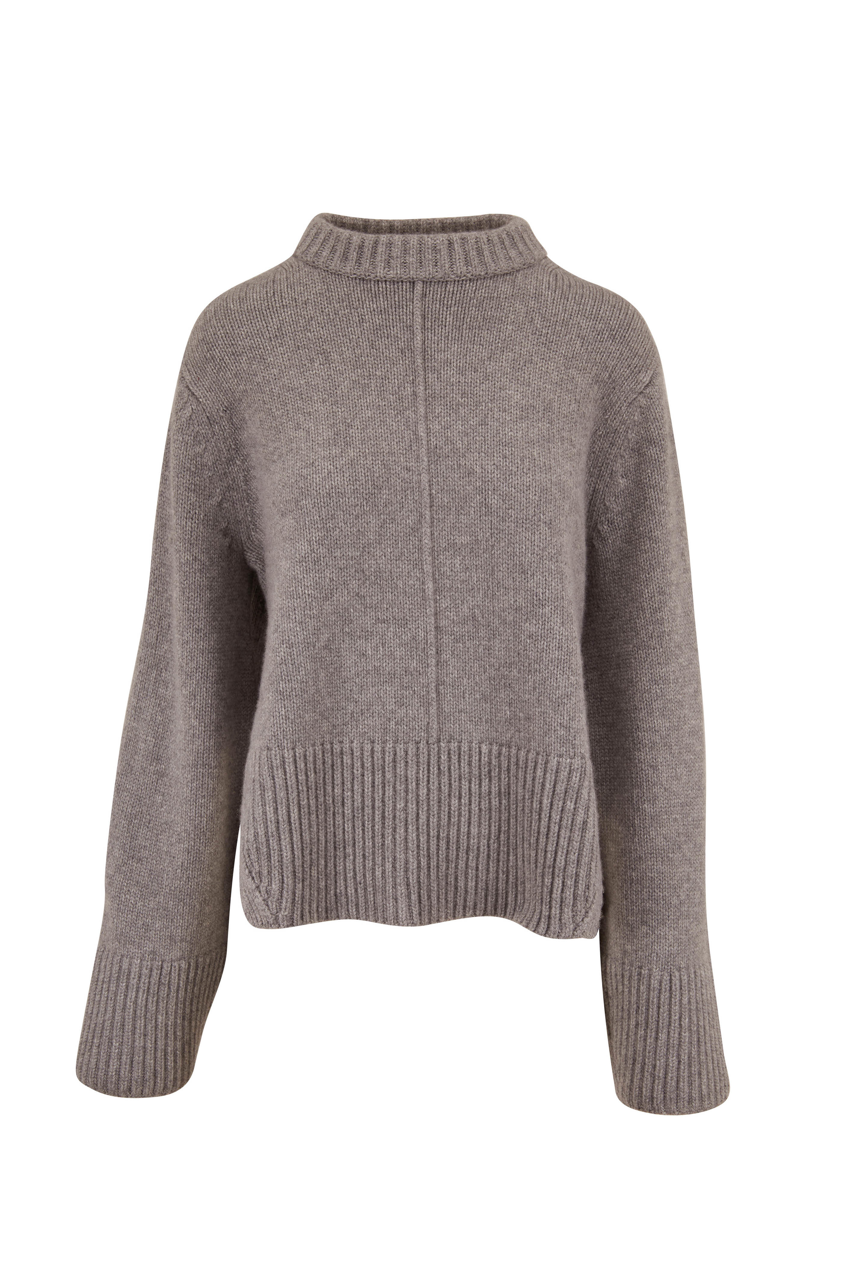gray mock neck sweater