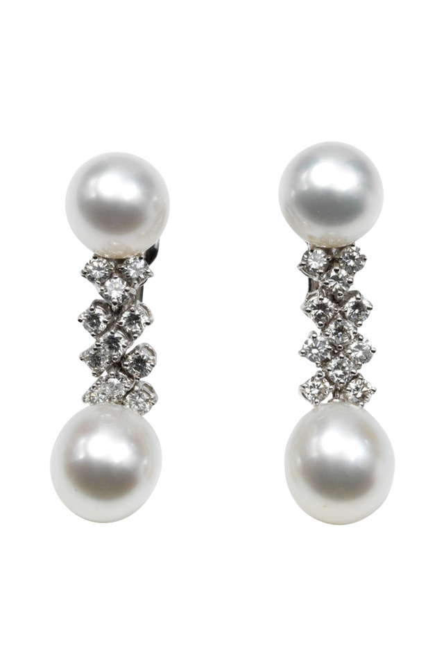 Pearl Button Drop Earrings