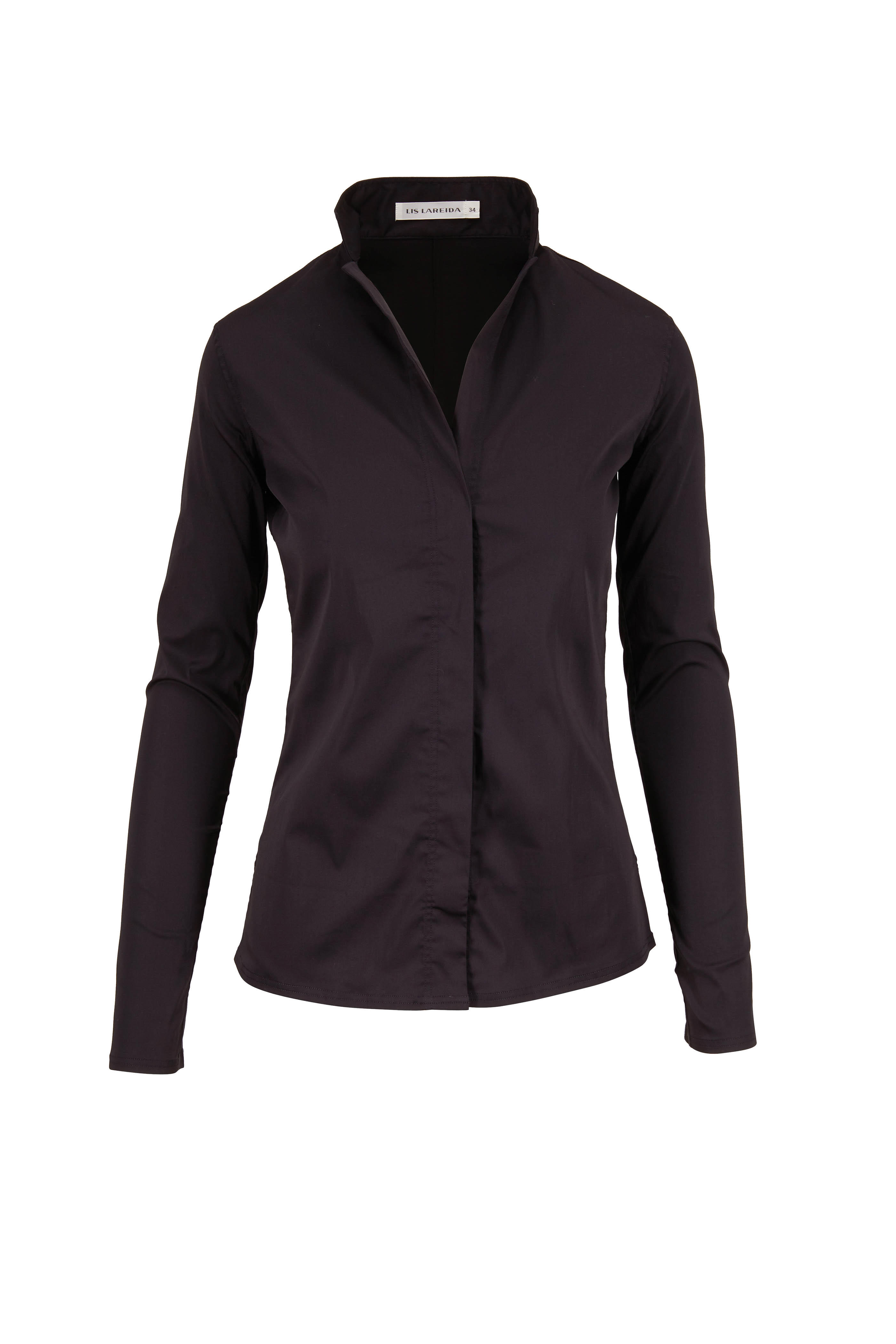 black satin button down