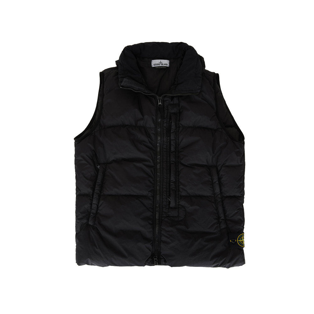 Stone Island - Black Garment Dyed Down Puffer Vest | Mitchell Stores