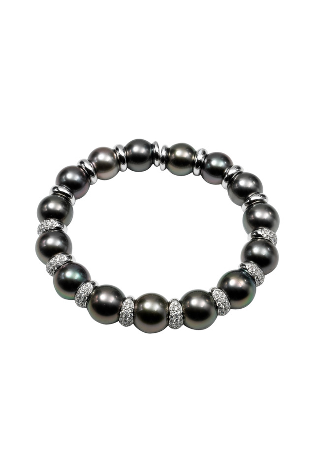 White Gold Tahitian Pearl Diamond Bracelet