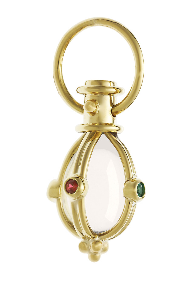 Gold Crystal Ruby Emerald Sapphire Pendant