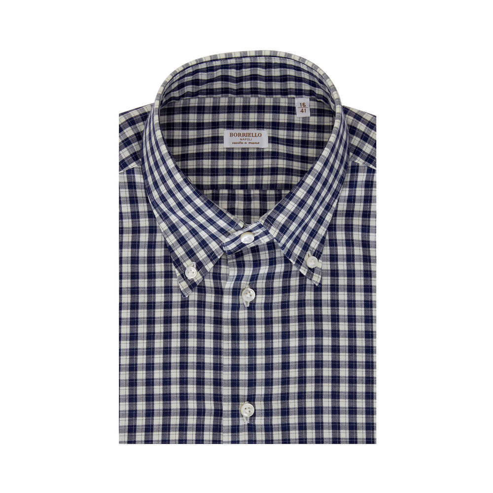 Borriello - Navy Blue Check Dress Shirt | Mitchell Stores