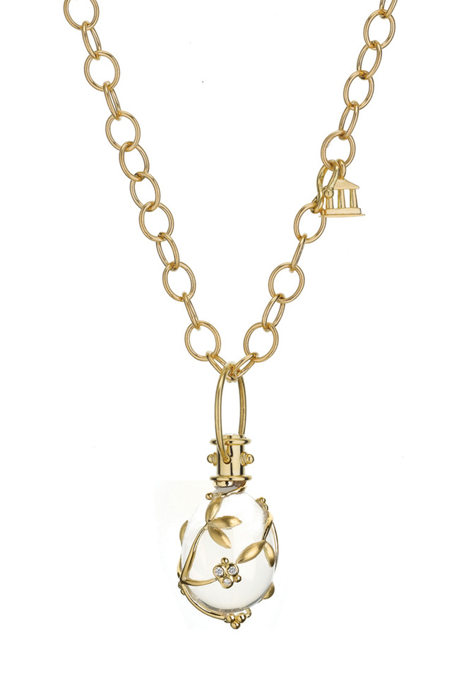 Yellow Gold Vine Crystal Amulet Pendant