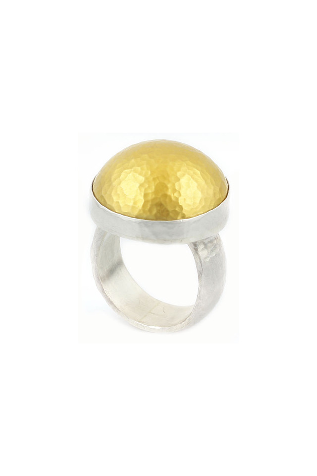Hammered Gold & Silver Dome Ring