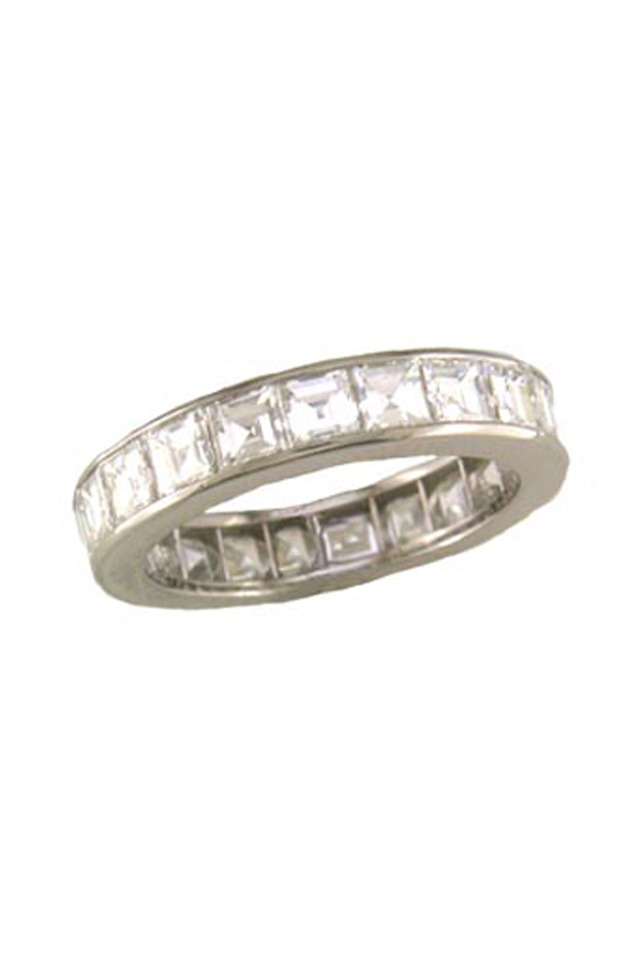 Platinum Square-Cut Diamond Guard Ring