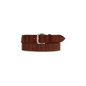 Orciani - Brown Leather/Suede Multicolor Stitch Belt | Mitchell Stores