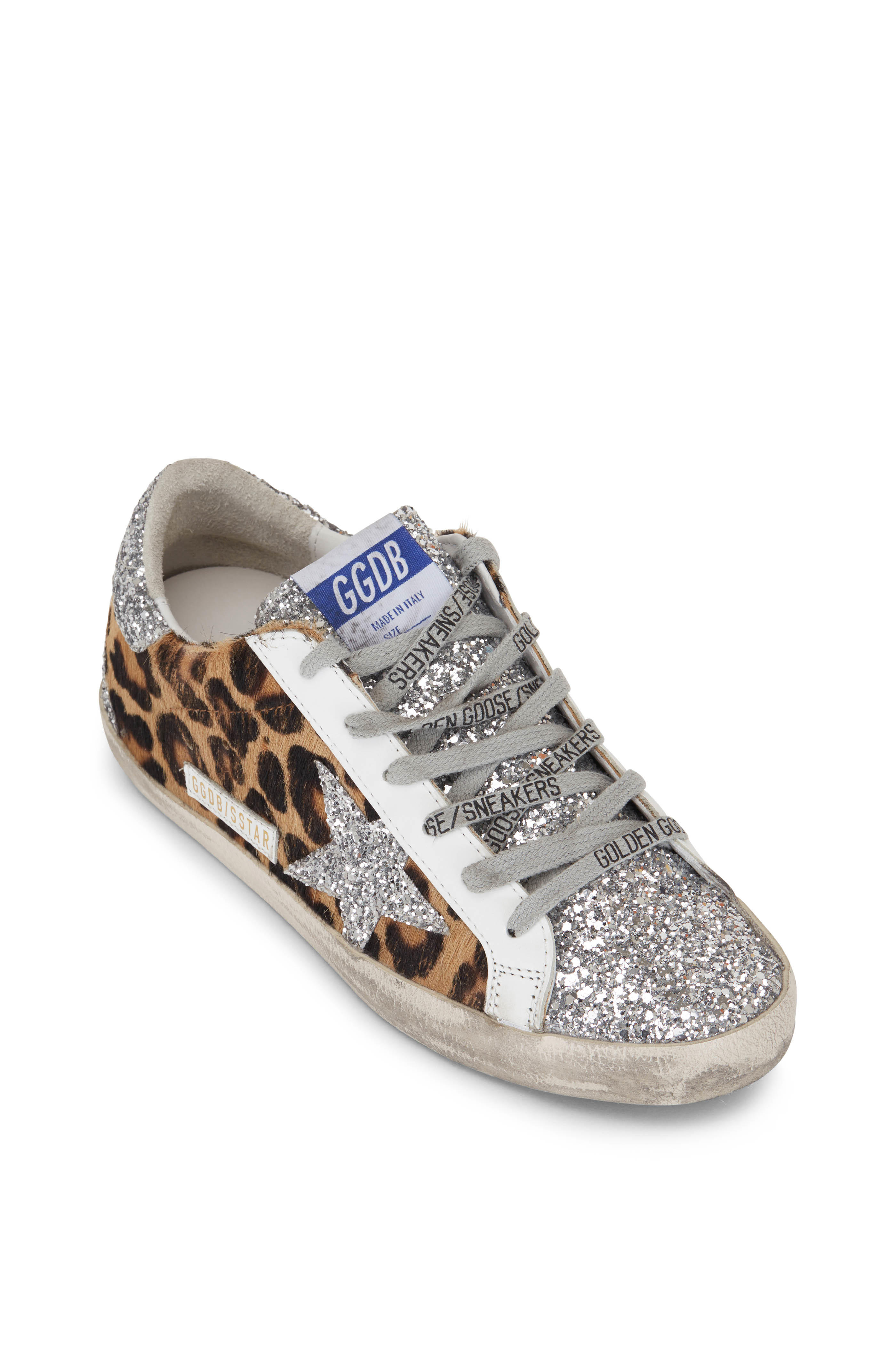golden goose glitter leopard sneakers