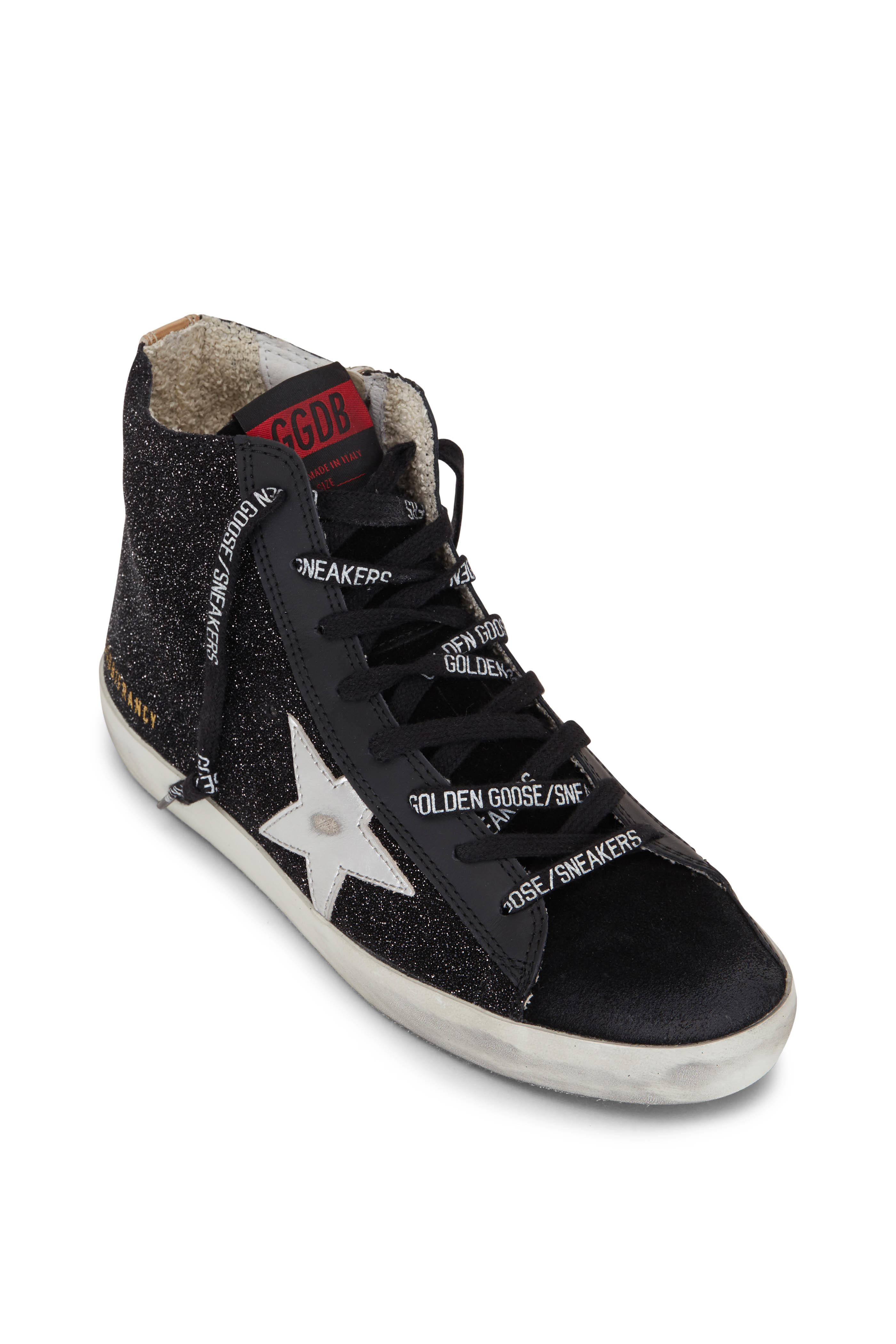 golden goose black star glitter