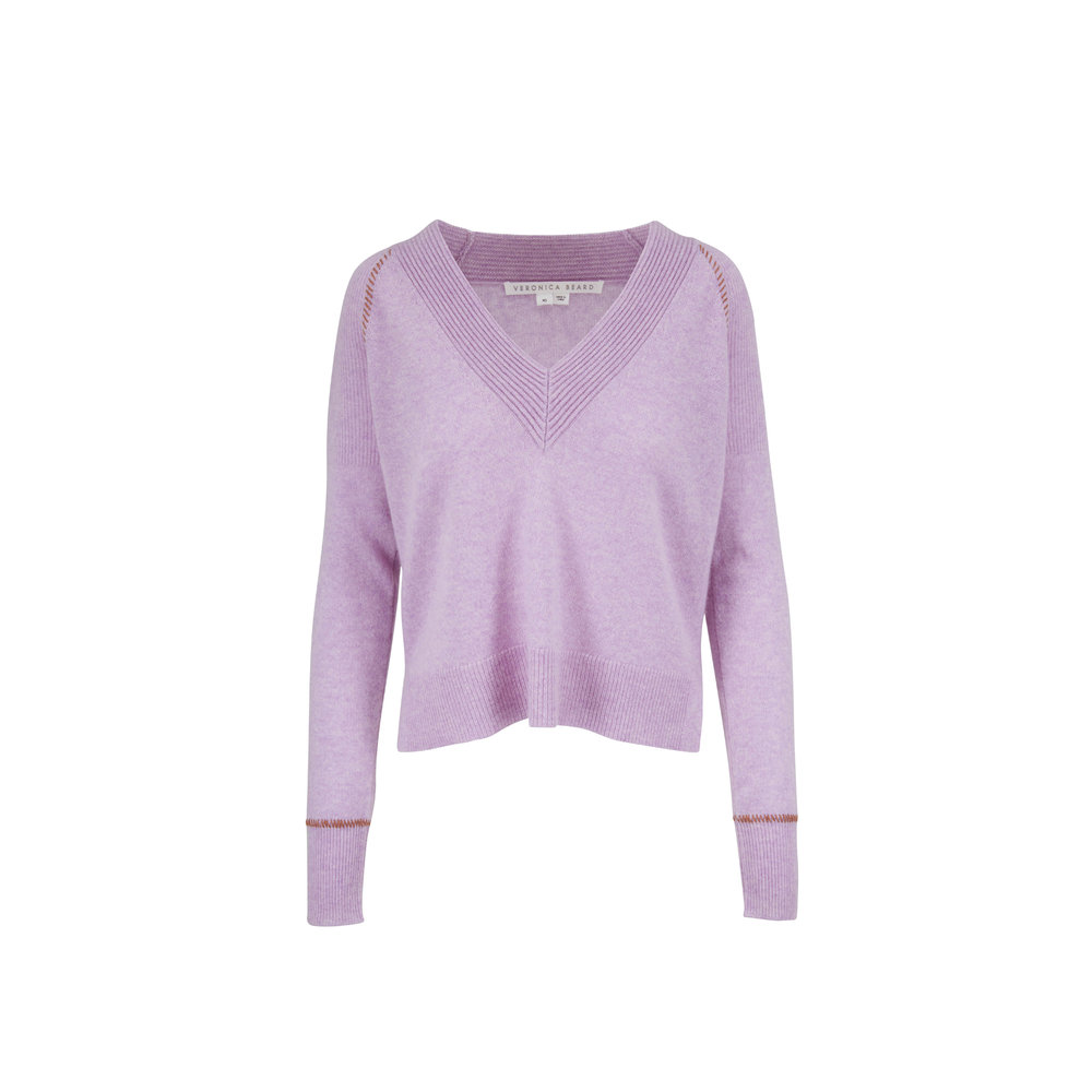 Veronica Beard - Preta Lilac Cashmere V-Neck Sweater | Mitchell Stores