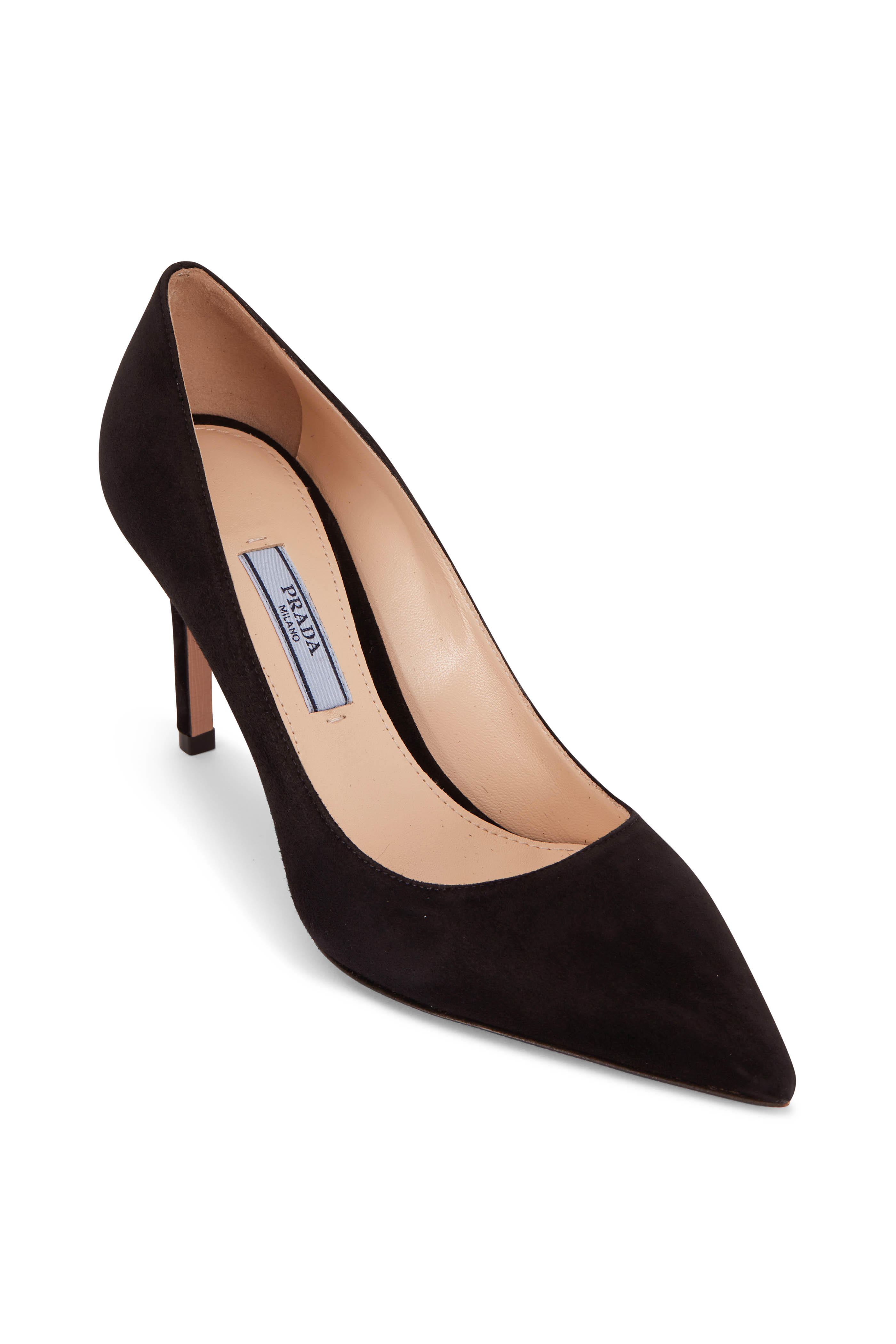 prada black suede pumps