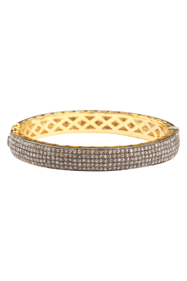 Pave Diamond Narrow Gold Bangle