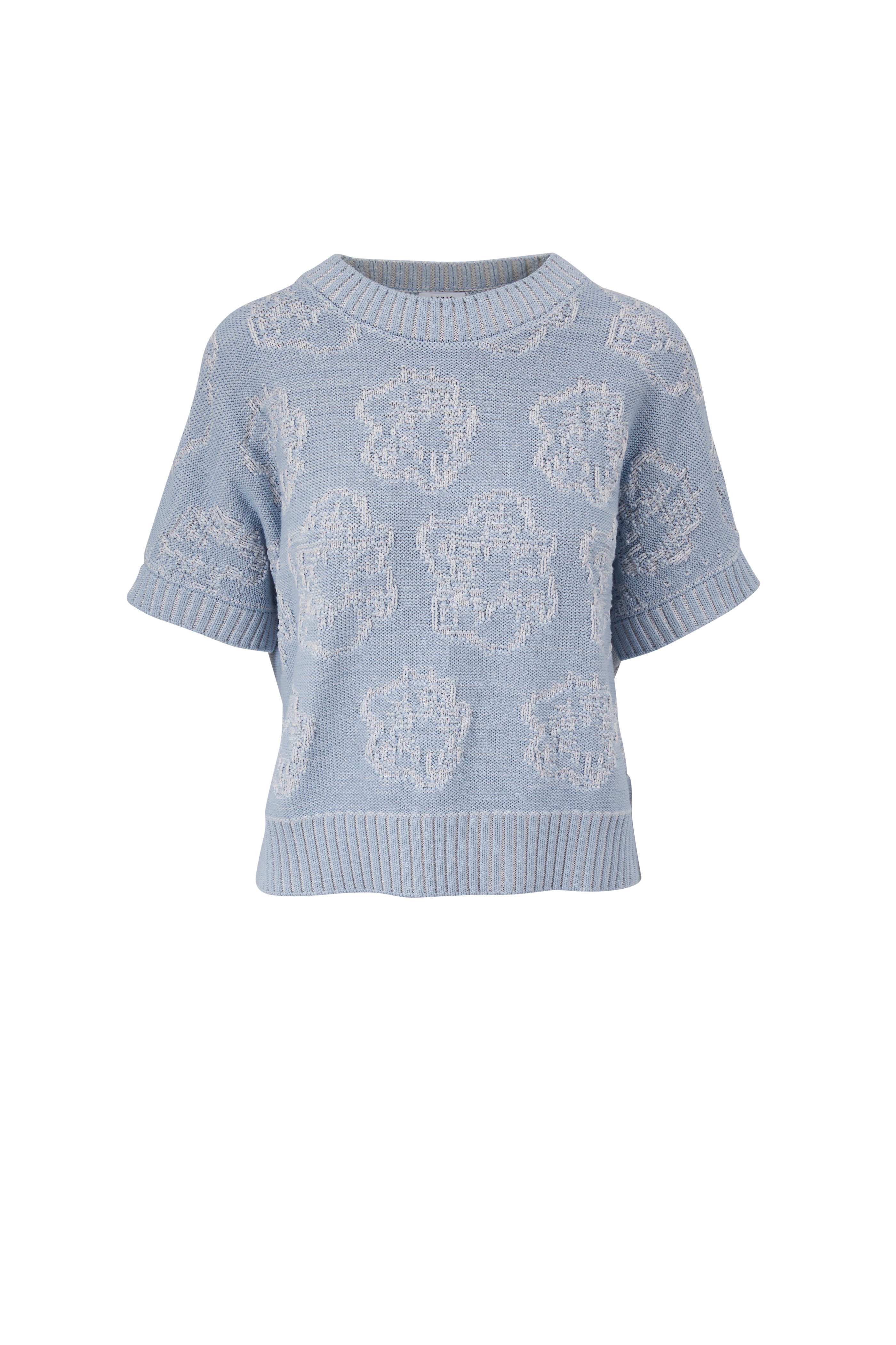 Akris Punto Sun Bleached Denim Cotton Jacquard Sweater Mitchell Stores