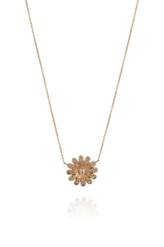 Diamond Gold Daisy Pendant