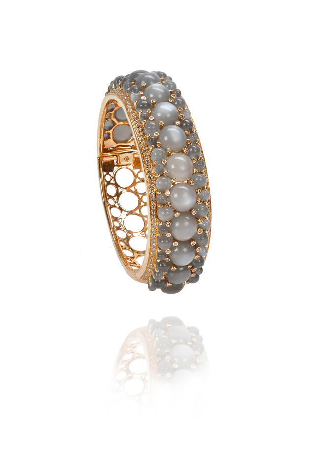 Grey Moonstone Rose Gold Cuff