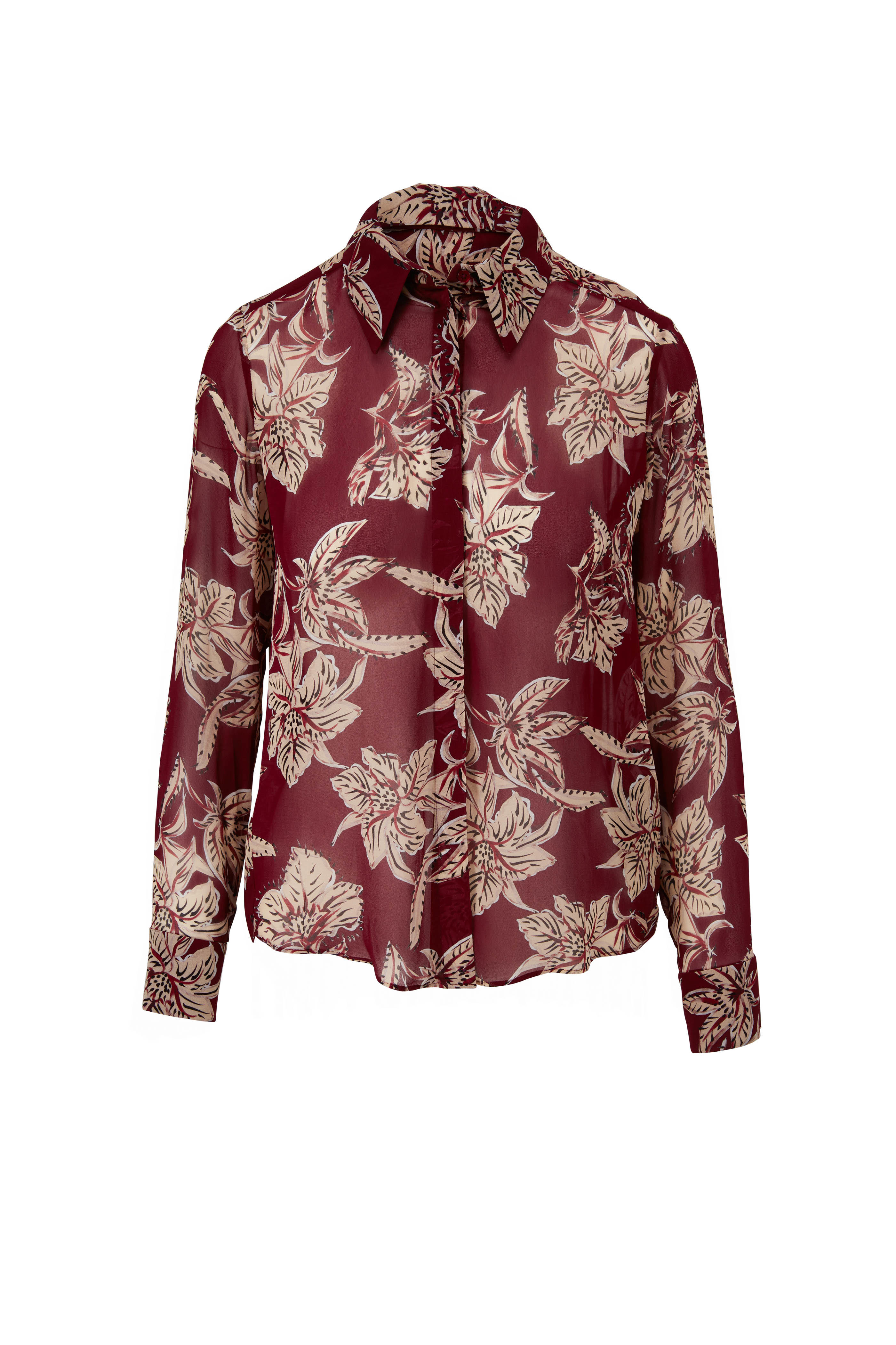 burgundy floral blouse