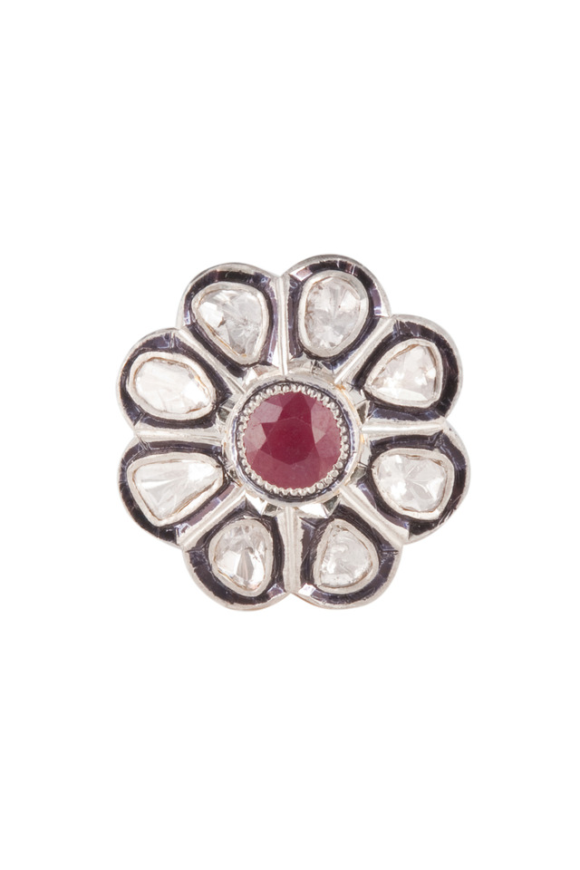 Ruby Diamond Flower Ring