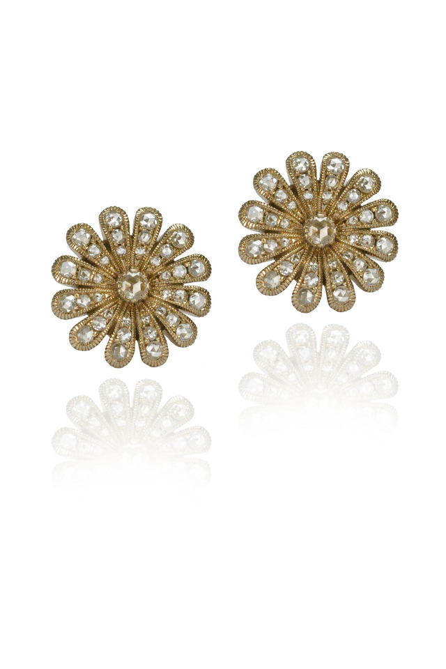 White Gold Diamond Flower Earrings