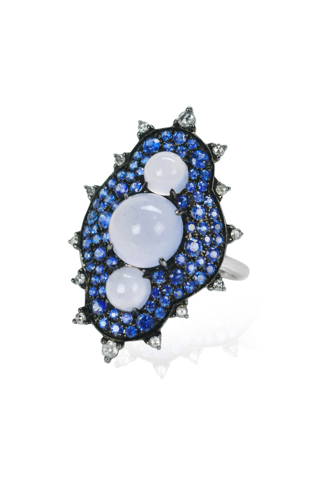 Blue Sapphire Snowman Ring