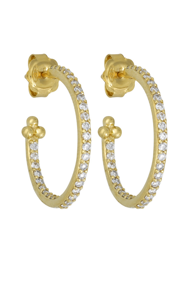 Yellow Gold Diamond Hoop Earrings