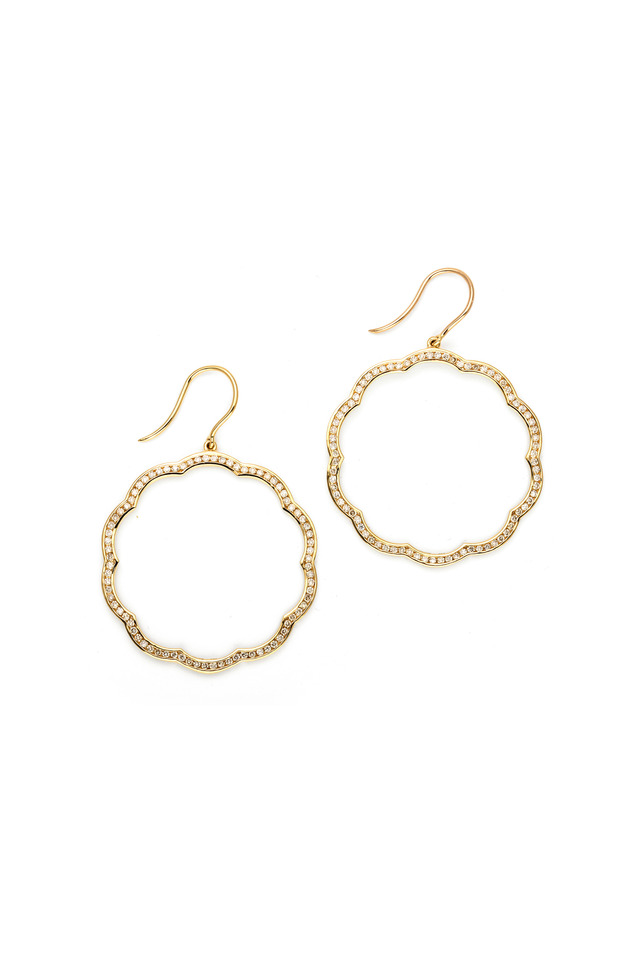 Mogul Flower Gold Diamond Trim Earrings