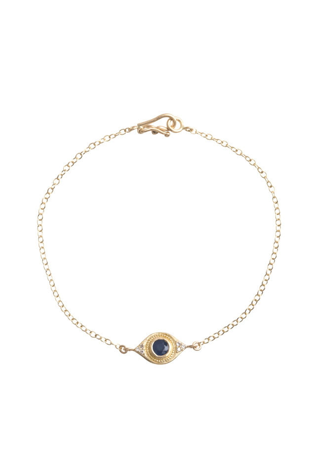 Sapphire Evil Eye Diamond Gold Bracelet