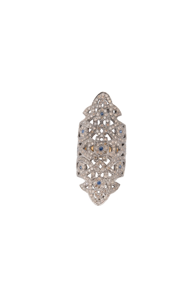 Diamond And Blue Sapphire Ring