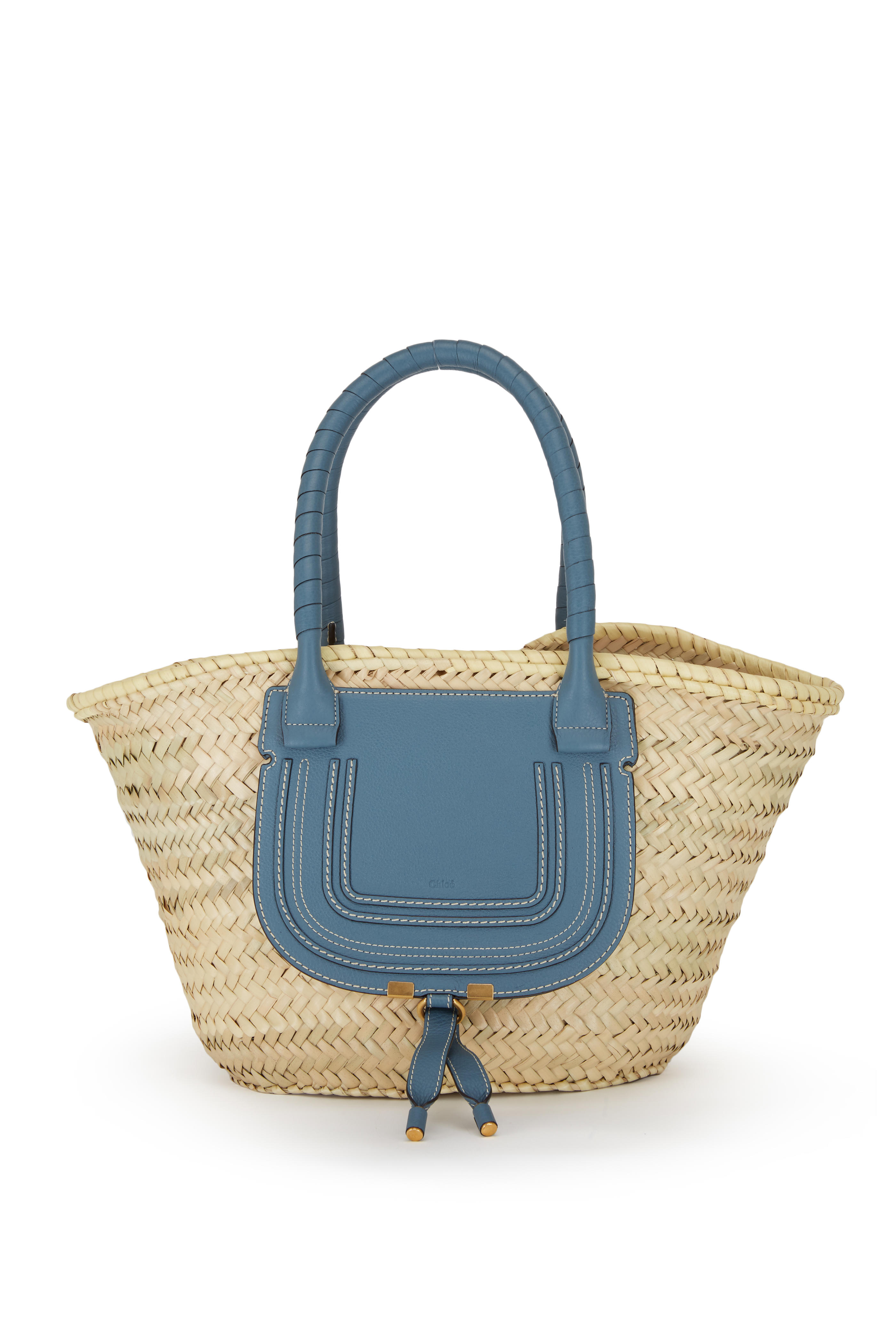 Chloé - Marcie Natural & Mirage Blue Medium Basket Bag