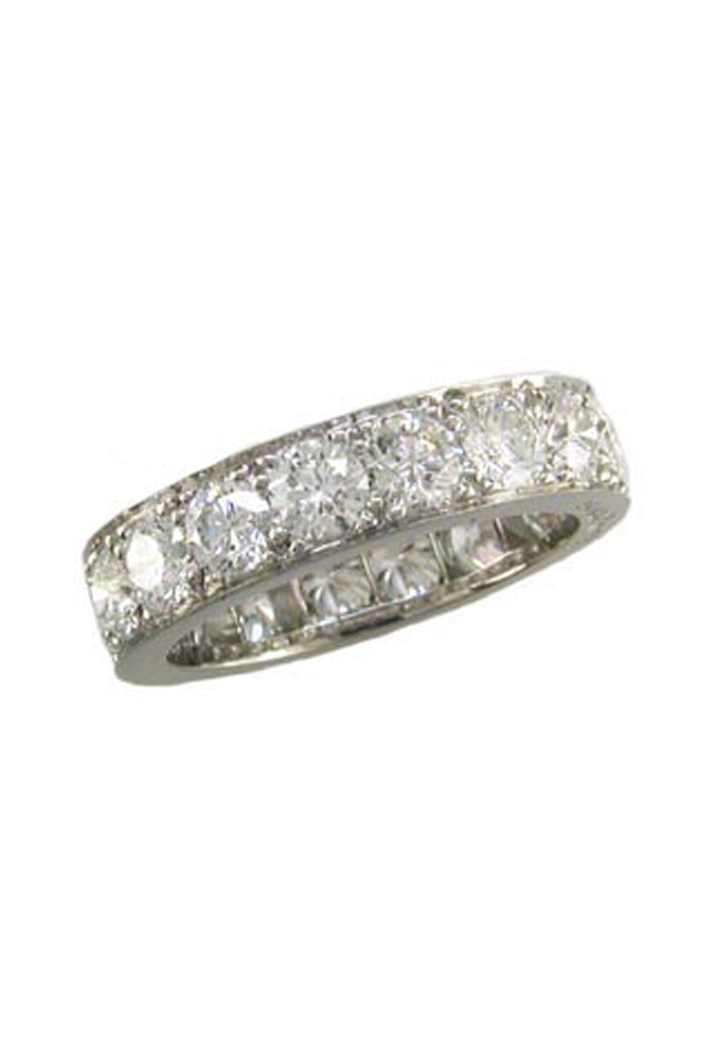 Platinum Bead Set Diamond Guard Ring