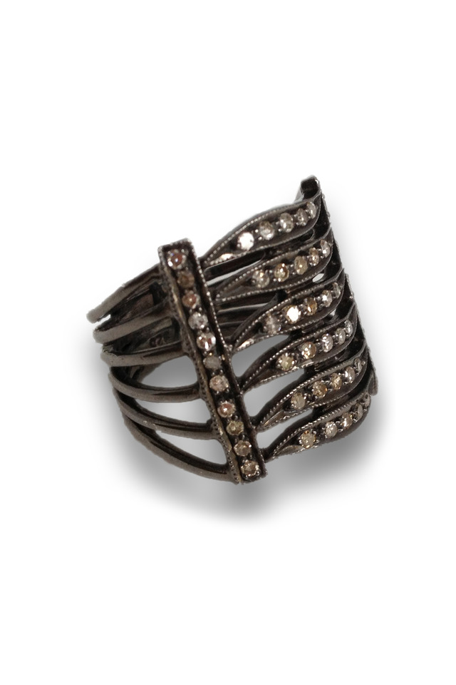 5 Row Black Rhodium Band