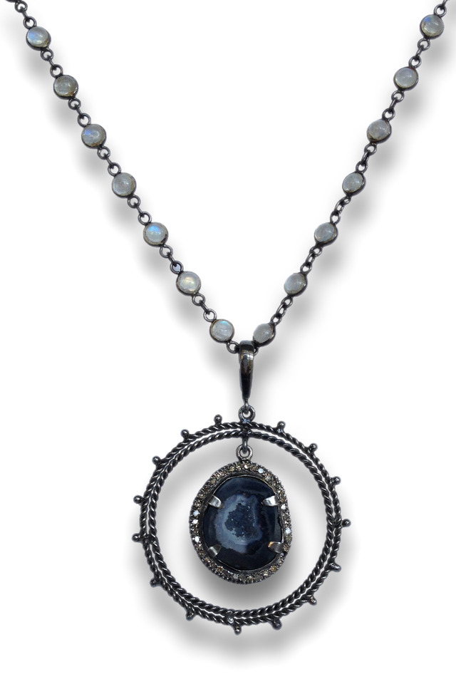 Ring Around Geode Diamond Necklace