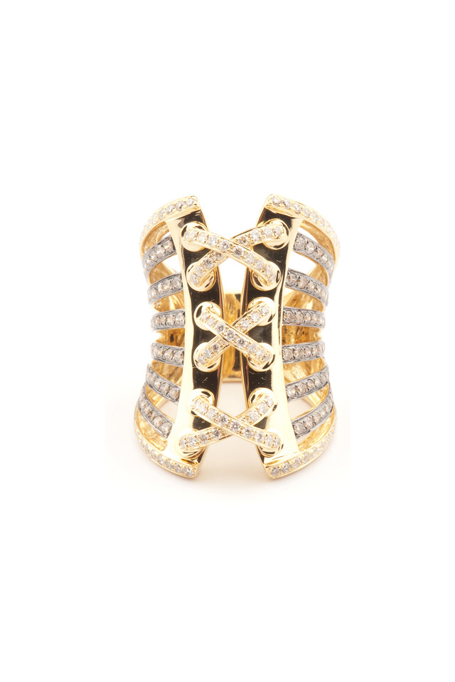Gold Diamond Corset Ring