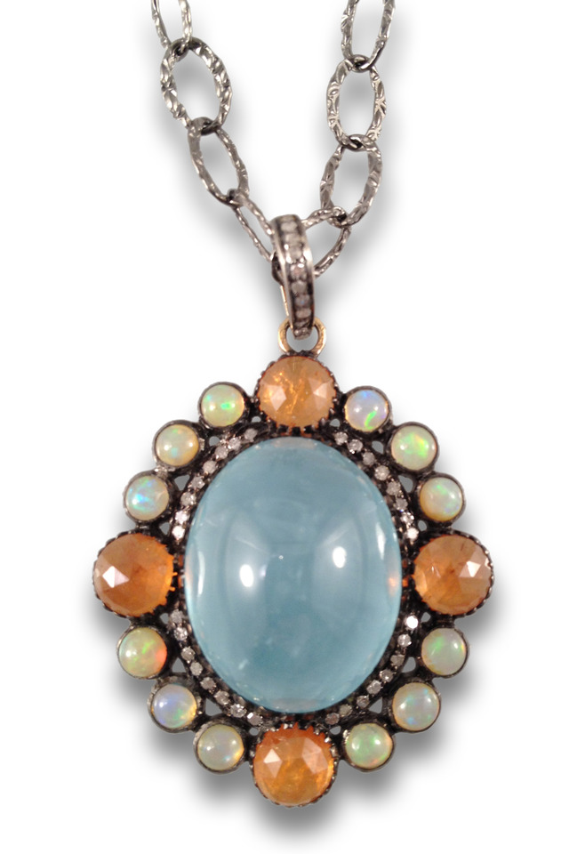 Multi Stone Aquamarine Center Necklace