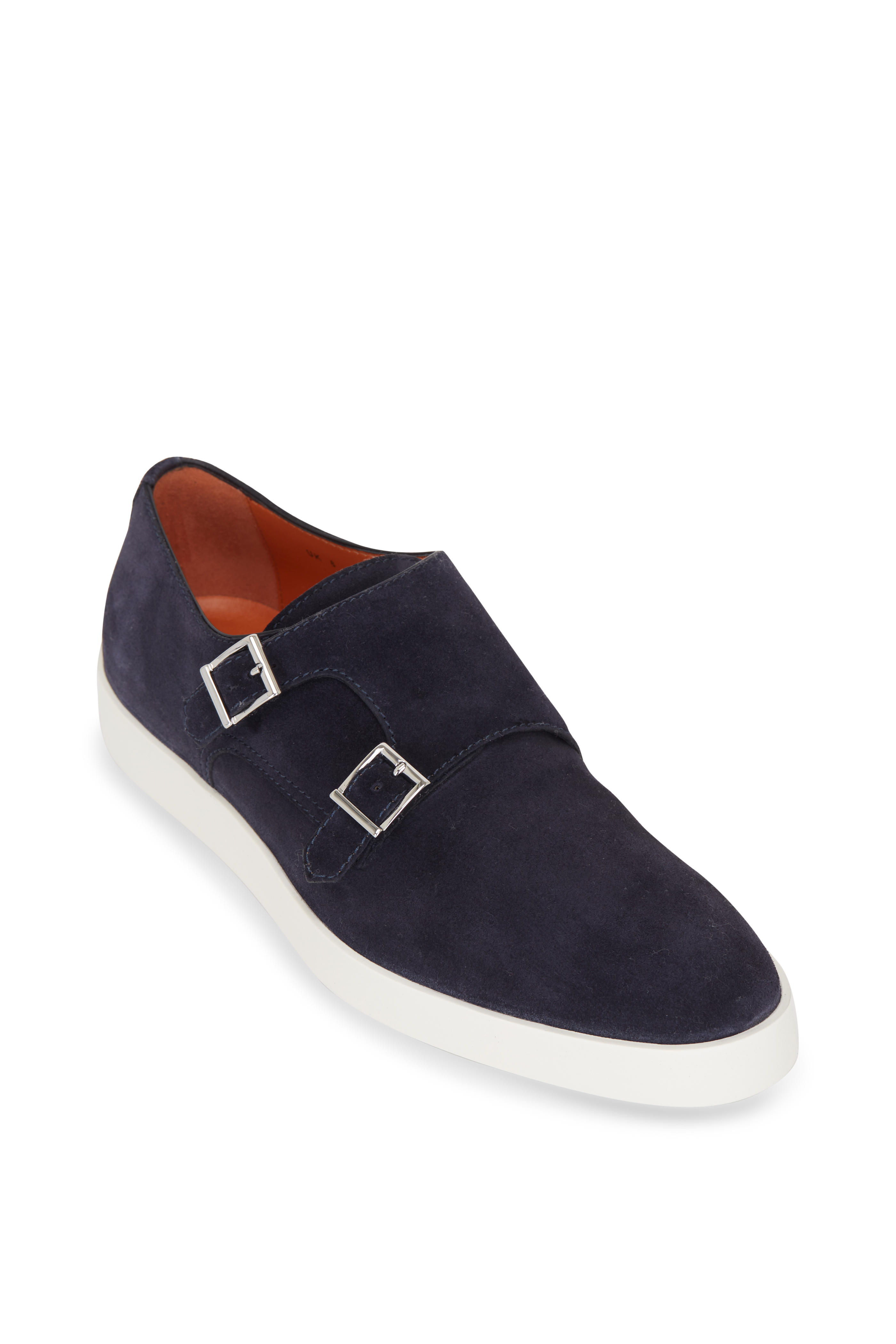santoni double monk suede