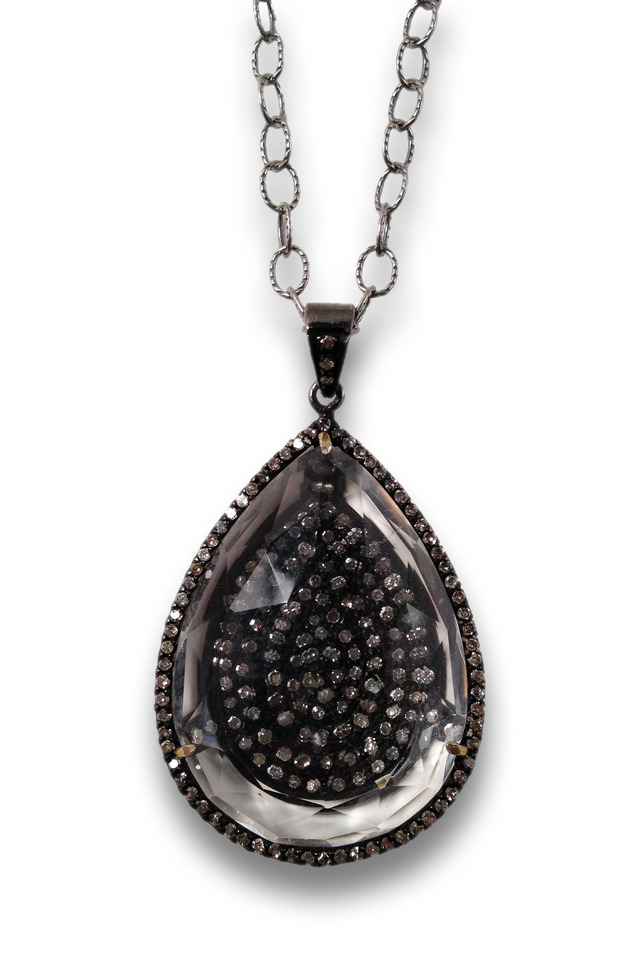 Gold Clear Diamond Quartz Necklace