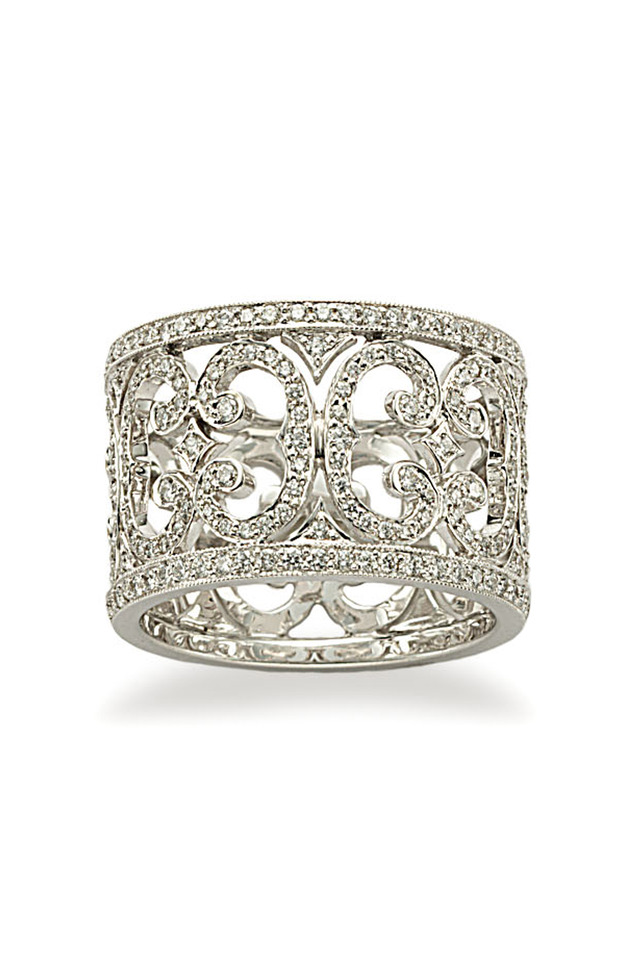 White Gold Scroll Diamond Ring