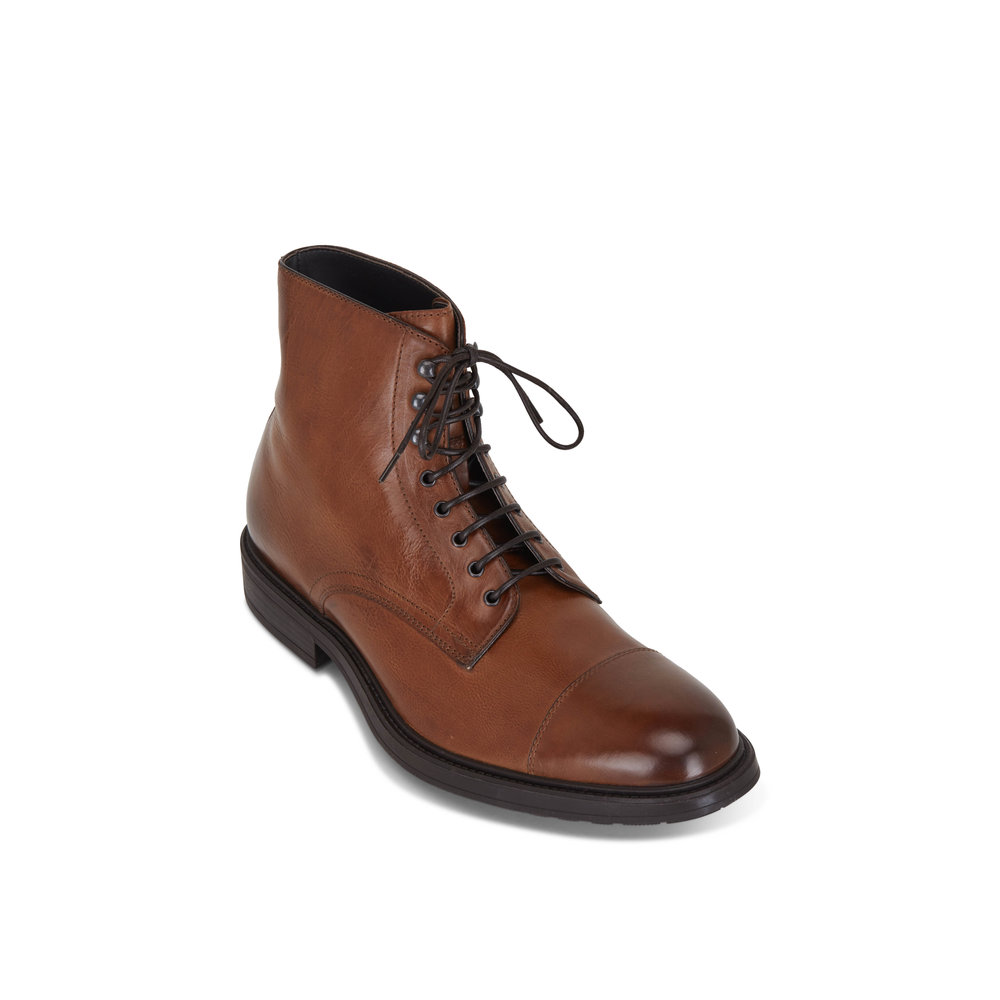 To Boot New York Burkett Brandy Leather LaceUp Boot Mitchell Stores