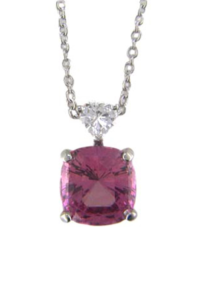 Platinum Pink Spinel Diamond Pendant