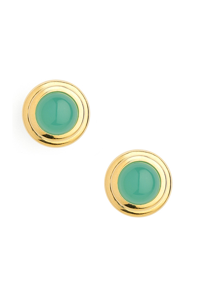 Chrysoprase Gold Earrings