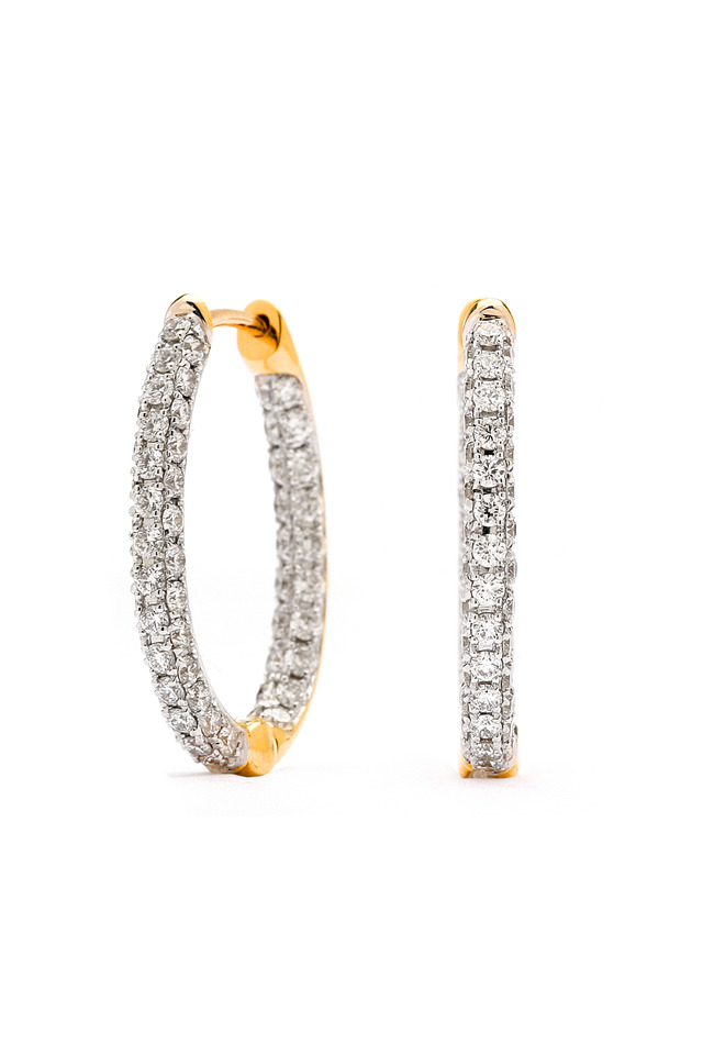 Oval Diamond Gold Hoop Earrings