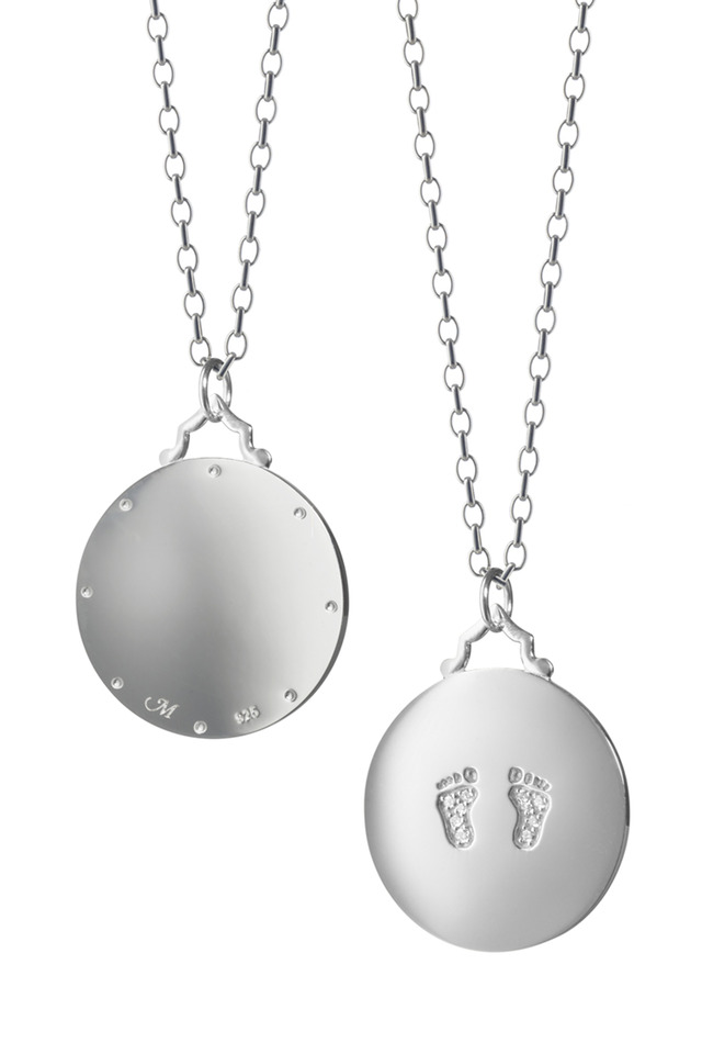 Sterling Silver Sapphire Baby Feet Charm Necklace