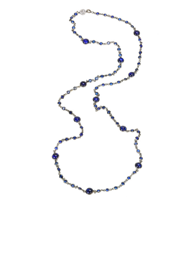 White Gold Sapphire & Kyanite Chain Necklace