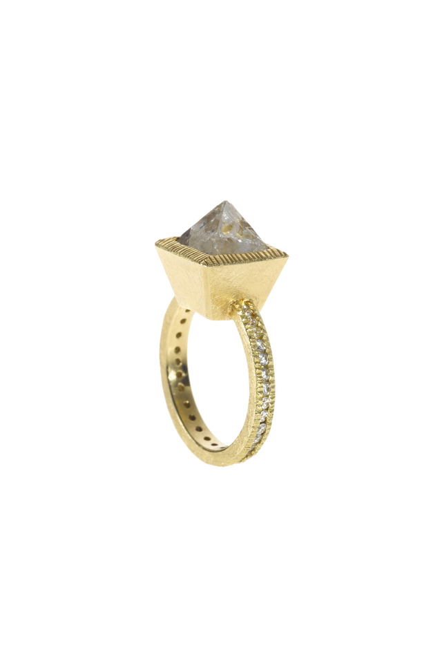 Diamond Octahedron Gold Ring